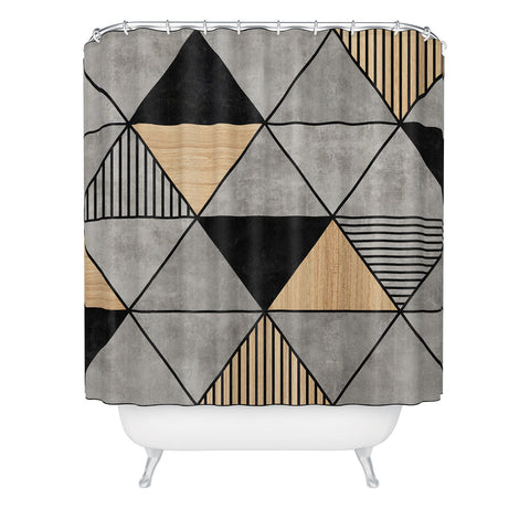 Zoltan Ratko Concrete and Wood Triangles 2 Shower Curtain