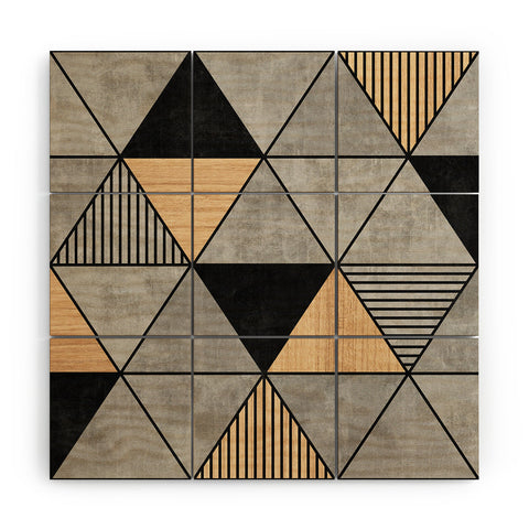 Zoltan Ratko Concrete and Wood Triangles 2 Wood Wall Mural