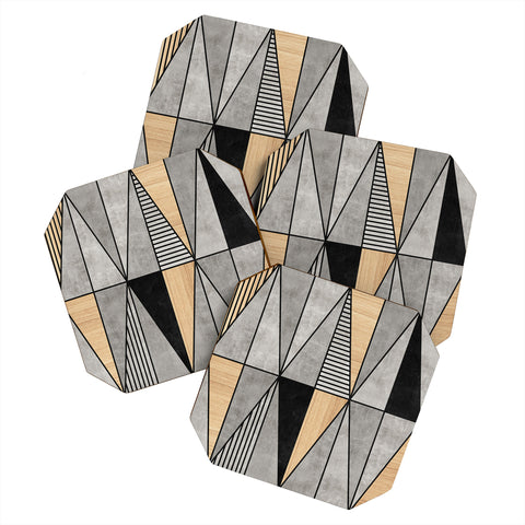 Zoltan Ratko Concrete and Wood Triangles Coaster Set