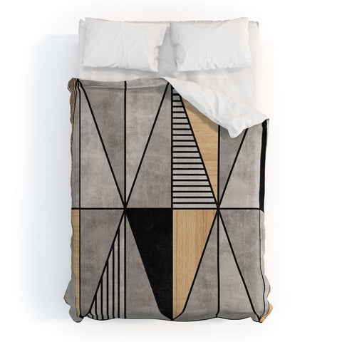 Zoltan Ratko Concrete and Wood Triangles Duvet Cover