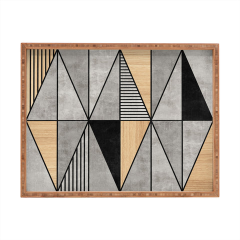 Zoltan Ratko Concrete and Wood Triangles Rectangular Tray