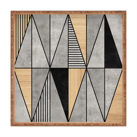 Zoltan Ratko Concrete and Wood Triangles Square Tray