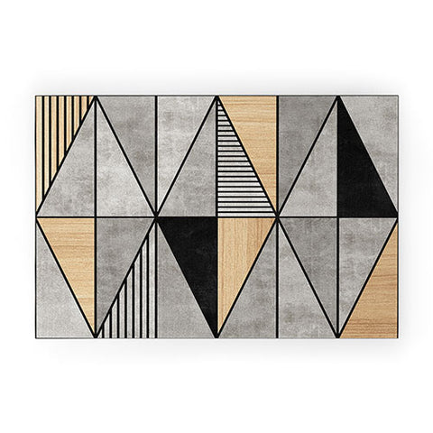 Zoltan Ratko Concrete and Wood Triangles Welcome Mat