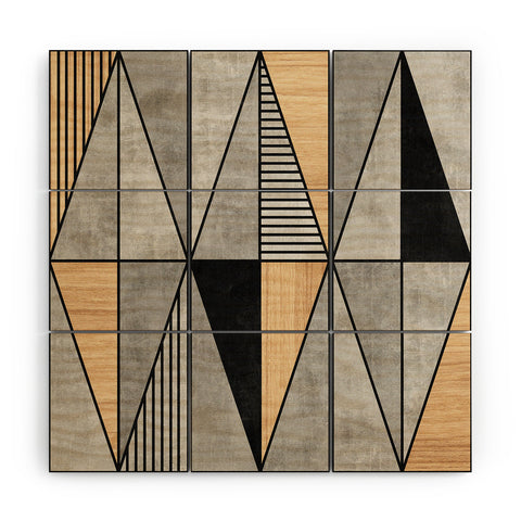 Zoltan Ratko Concrete and Wood Triangles Wood Wall Mural