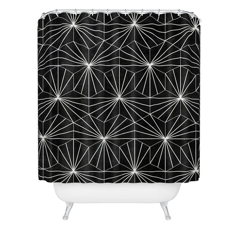 Zoltan Ratko Hexagonal Pattern Black Concrete Shower Curtain