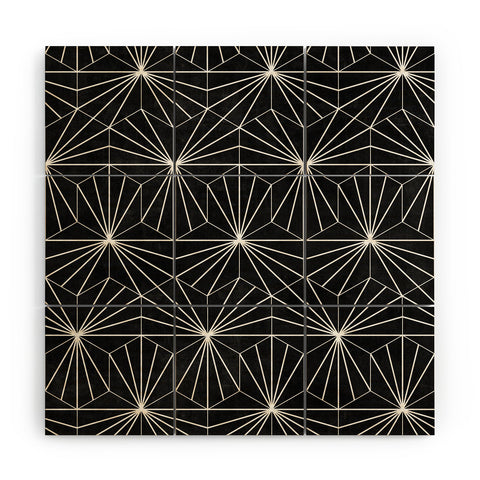Zoltan Ratko Hexagonal Pattern Black Concrete Wood Wall Mural
