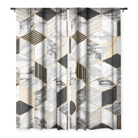 Zoltan Ratko Marble Cubes 2 Black and White Sheer Non Repeat