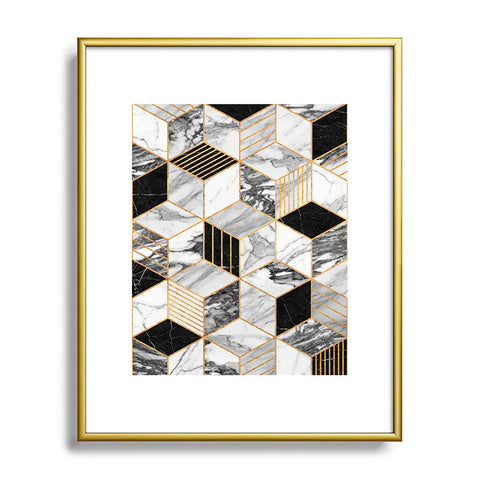 Zoltan Ratko Marble Cubes 2 Black and White Metal Framed Art Print