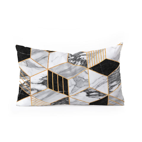 Zoltan Ratko Marble Cubes 2 Black and White Oblong Throw Pillow