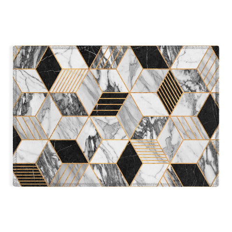 Zoltan Ratko Marble Cubes 2 Black and White Outdoor Rug