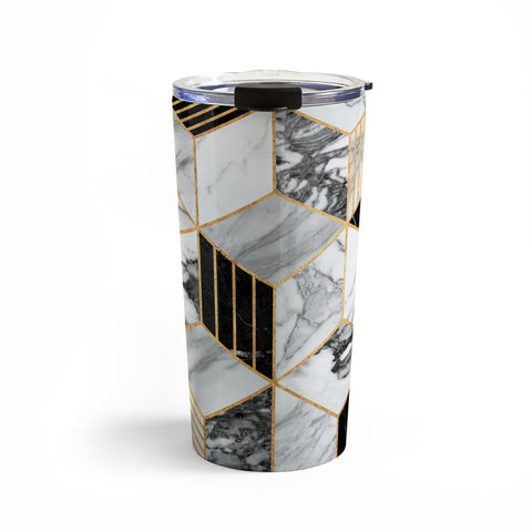 Zoltan Ratko Marble Cubes 2 Black and White Travel Mug