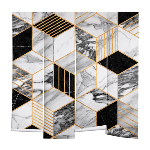 Zoltan Ratko Marble Cubes 2 Black and White Wall Mural
